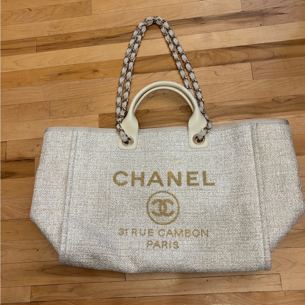 FLASH 🔥🔥🔥 today only !Chanel Deauville Tote LARGE Mixed Fibers